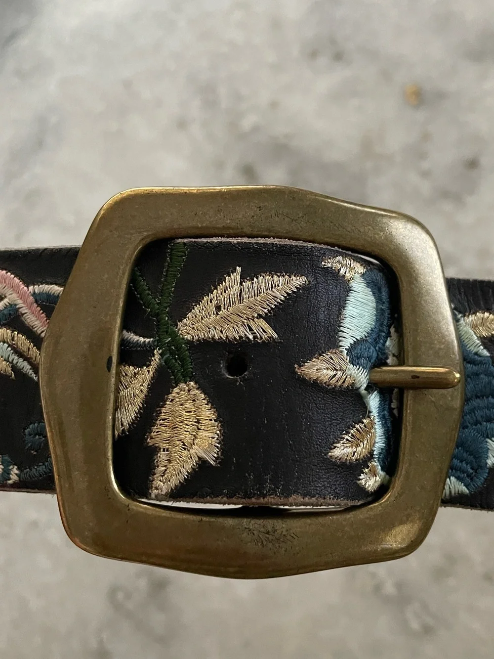 Vintage Lucky Brand Embroidered Leather Belt